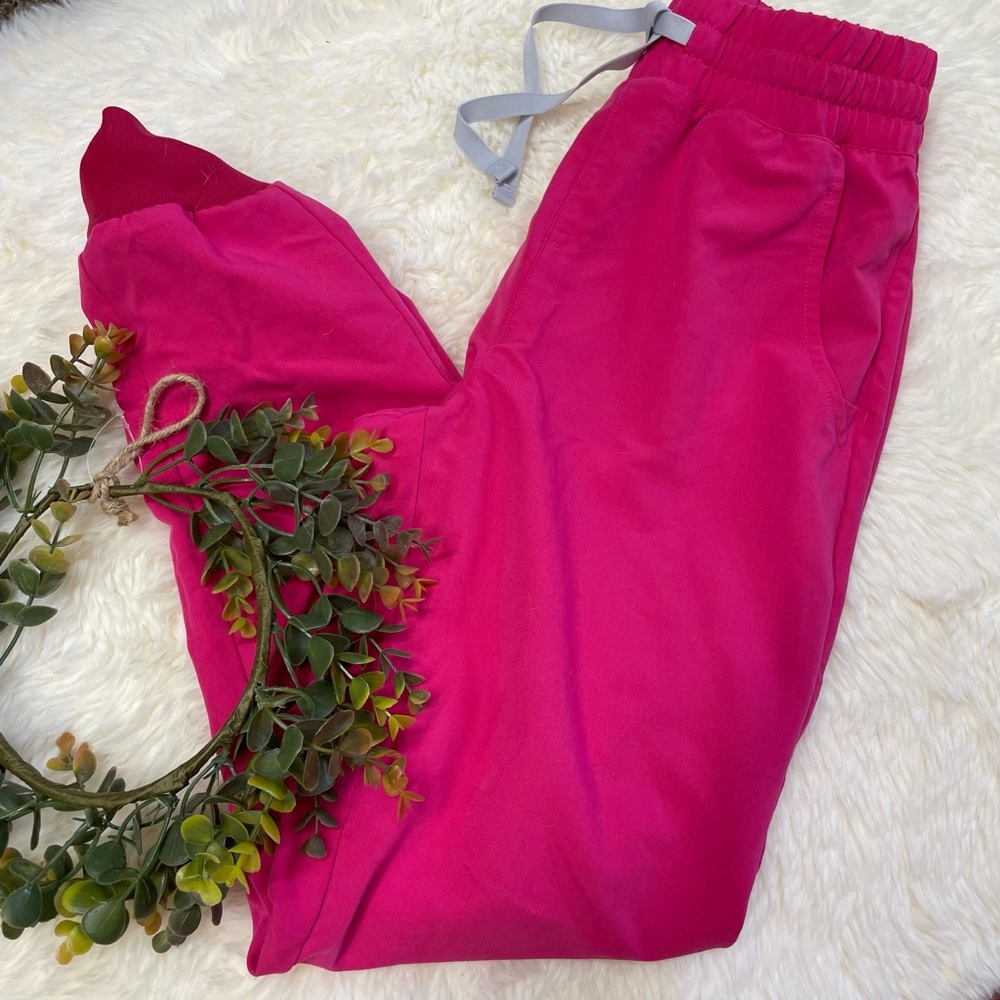Figs scrubs hot pink high waist zamora joggers